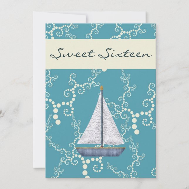 Personalisiert Sweet 16 Sailboat Birthday Einladun Einladung (Vorderseite)