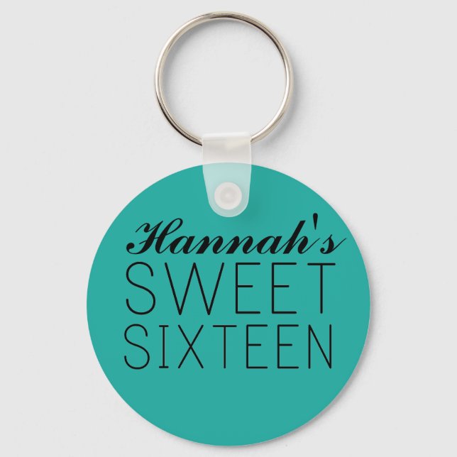 Personalisiert Sweet 16 Schlüsselanhänger Gefallen (Vorderseite)