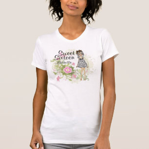 Personalisiert Sweet 16 Stylish Girl Blume T - Shi T-Shirt