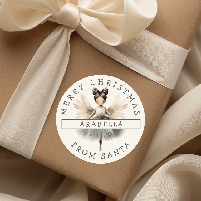 Personalisiert Sweet Ballerina Weihnachtssticker Runder Aufkleber (Von Creator hochgeladen)