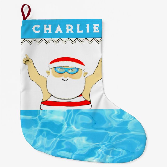 Personalisiert Swimmingpool Grosser Strumpf Großer Weihnachtsstrumpf (Vorderseite)