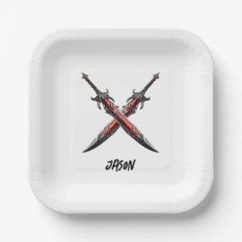 Personalisiert Sword Birthday Party Pappteller