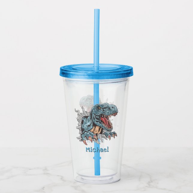 Personalisiert T-Rex Dinosaur Acryltrinkbecher (Vorderseite)