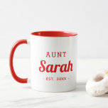 Personalisiert Tante Monogram-Tasse Tasse<br><div class="desc">Modernes, minimalistisches Typografie-Design personalisiert mit Tante-Namen und feststehendem Datum oder jedem anderen benutzerdefinierten Text. Perfekter, maßgeschneiderter Sake für neue Tanten, Onkel oder andere Familienmitglieder, um Sie zu verkünden! Klicken Sie auf Anpassen, um Schriftart und Farben zu ändern und eigene Texte und Fotos hinzuzufügen. Fügen Sie einen anderen Namen oder eine...</div>