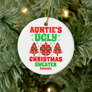 Personalisiert Tante's Foto Ugly Sweater Weihnacht Keramik Ornament