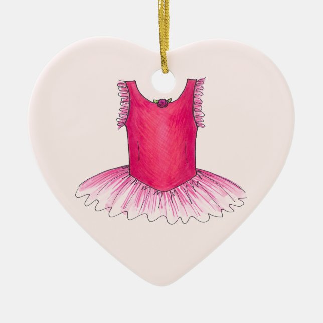 Personalisiert Tanzlehrer Pink Ballet Tutu Keramik Ornament (Vorne)