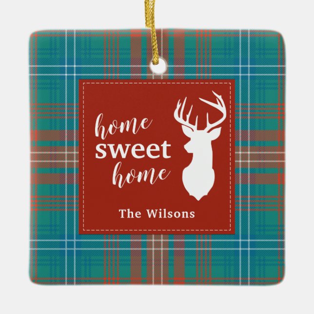 Personalisiert Tartan Karierter Weihnachtsklan Wil Keramikornament (Vorderseite)