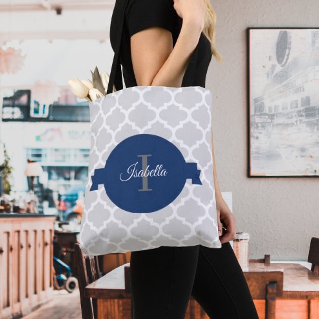Personalisiert Tasche (Blue Quatrefoil Personalized Tote Bag)