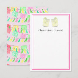 Personalisiert Tassel Papel Picado Pink Grüne Fies Dankeskarte