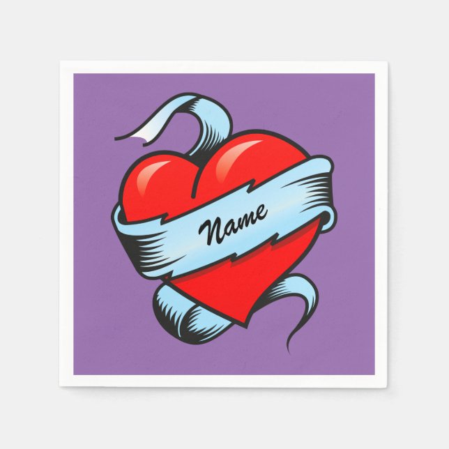 Personalisiert Tattoo Heart Serviette (Vorderseite)
