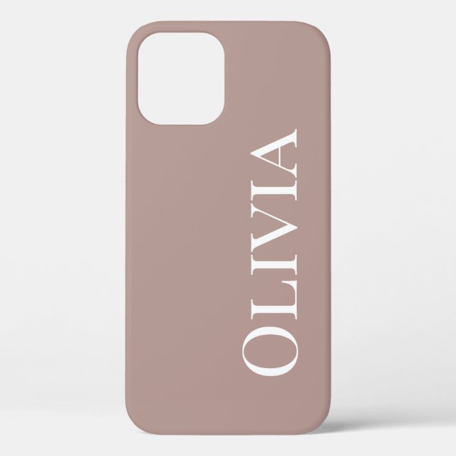 Personalisiert Taupe Mauve Moderne weiße Typografi Case-Mate iPhone Hülle (Rückseite)