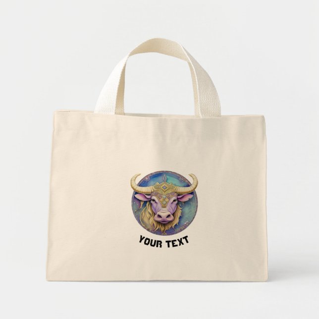 Personalisiert Taurus Zodiac Mini Stoffbeutel (Vorne)