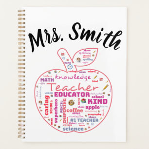Personalisiert Teacher Apple Word Art Planer