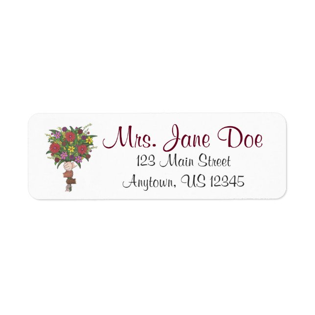 Personalisiert Teacher Blume Floral Bouquet Labels (Vorne)
