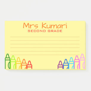 Personalisiert Teacher Crayon Design Lined Post-it Klebezettel