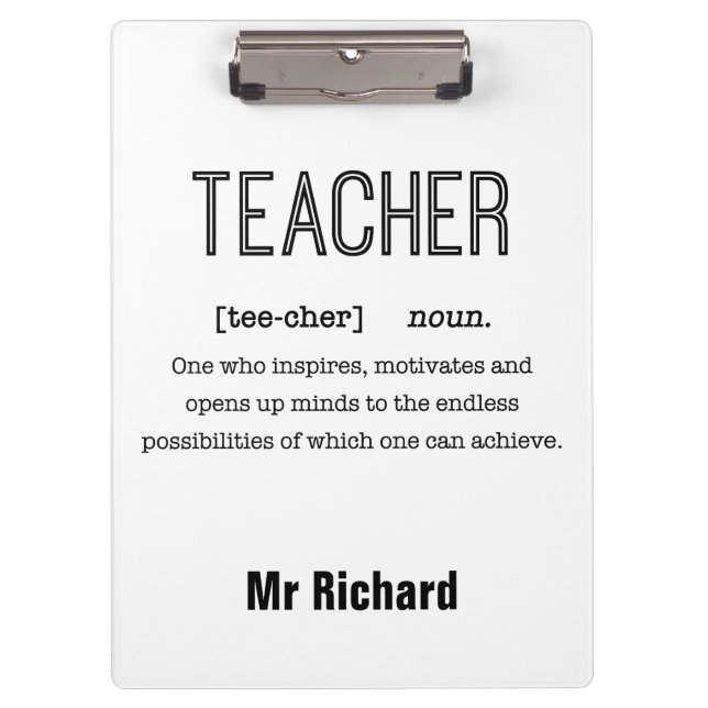 Personalisiert Teacher Definition-Zwischenablagen Klemmbrett (Vorderseite)