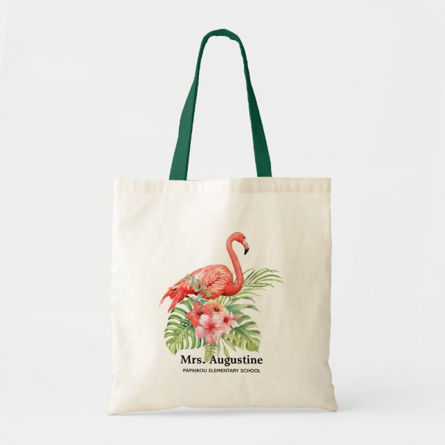 Personalisiert Teacher Flamingo School Tragetasche (Vorne)