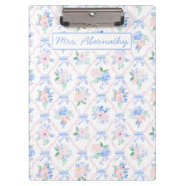 Personalisiert Teacher Floral Ribbon Bows Klemmbrett