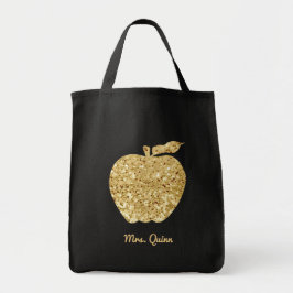Personalisiert Teacher Gold Imitate Sequence Apple Jumbo Stoffbeutel