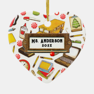 Personalisiert Teacher Holiday Geschenk Keramik Ornament
