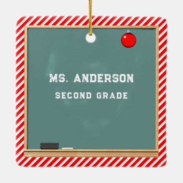 Personalisiert Teacher Holiday Geschenk Keramikornament (Rückseite)