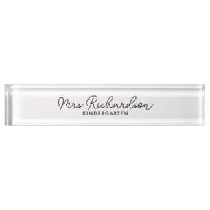 Personalisiert Teacher Name Grade Simple Modern Namensplakette