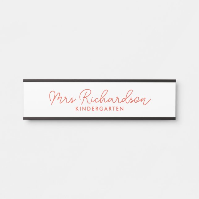 Personalisiert Teacher Name Grade Simple Modern Türschild (Vorderseite )