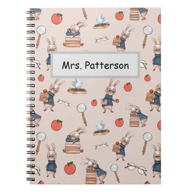 Personalisiert Teacher Name Rabbit Spiral Notebook Notizblock (Vorderseite)