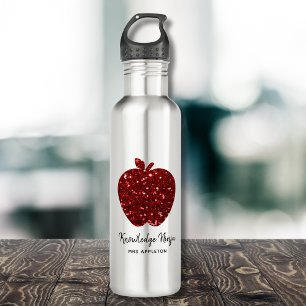 Personalisiert Teacher Name Red Apple Imitats Glit Edelstahlflasche