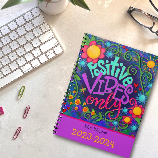 Personalisiert Teacher positive Vibes Fun Blume Planer (Von Creator hochgeladen)