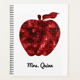 Personalisiert Teacher Red Imitate Sequin Apple Planer