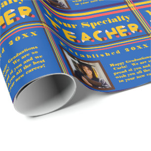 Personalisiert Teacher Specialty Abschluss Foto Geschenkpapier