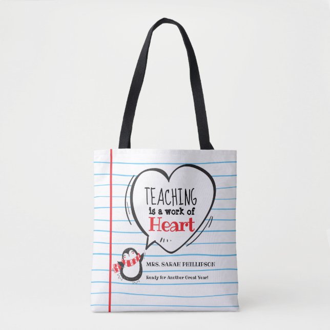 Personalisiert Teacher Wertung Herztotentasche Tasche (Vorderseite)