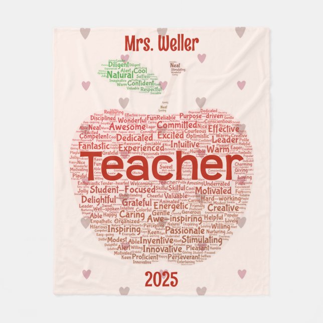 Personalisiert Teacher Word Art Applet Fleecedecke (Vorderseite)