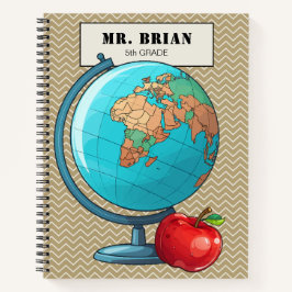 Personalisiert Teacher World Globe Notebook Notizbuch