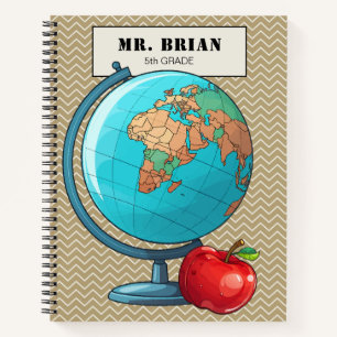 Personalisiert Teacher World Globe Notebook Notizbuch