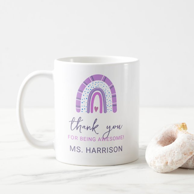 Personalisiert Teachers Rainbow Vielen Dank Kaffeetasse (Mit Donut)