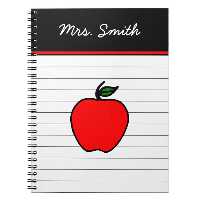 Personalisiert Teacher's Red Apple Notebook Gesche Notizblock (Vorderseite)