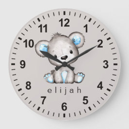Personalisiert Teddy Bear Baby Boy Große Wanduhr