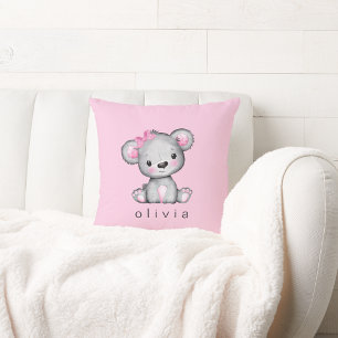 Personalisiert Teddy Bear Baby Girl Pink Kissen