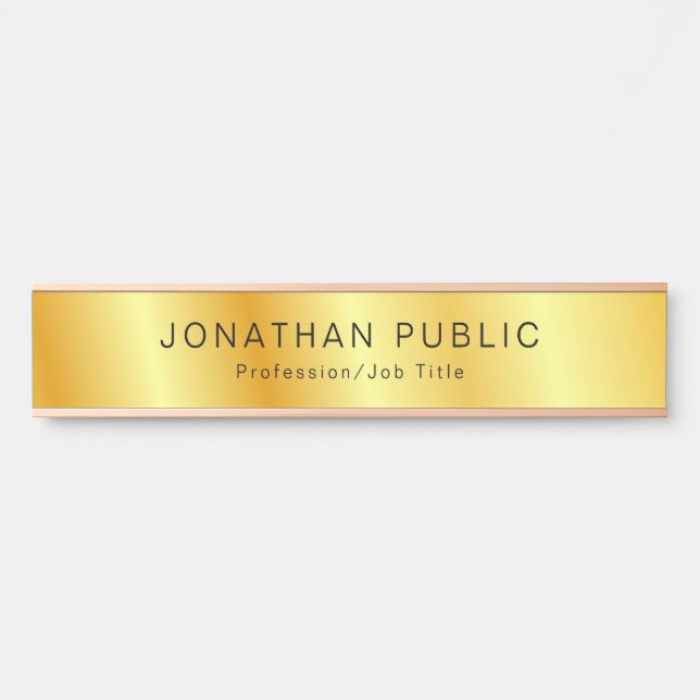 Personalisiert Template Imitate Gold Elegant Moder Türschild (Vorderseite )