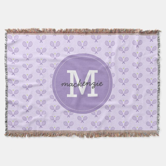 Personalisiert Tennis Pattern Individuelle Name Te Decke (Vorderseite)