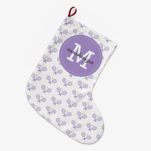 Personalisiert Tennis Pattern Individuelle Name Te Großer Weihnachtsstrumpf