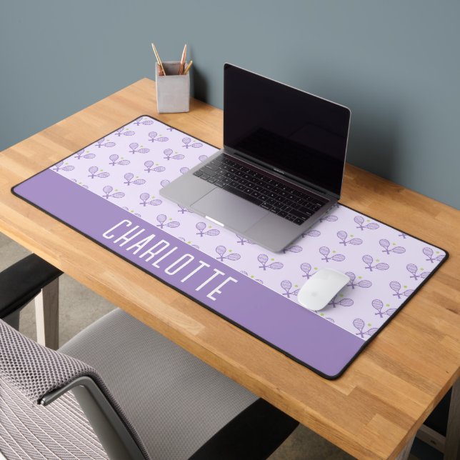 Personalisiert Tennis Pattern Individuelle Name Te Schreibtischunterlage (Büro 2)