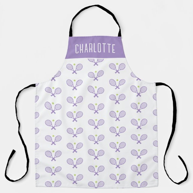 Personalisiert Tennis Pattern Individuelle Name Te Schürze (Vorderseite)