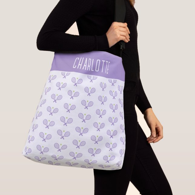 Personalisiert Tennis Pattern Individuelle Name Te Tragetaschen Mit Langen Trägern (Von Nahem)