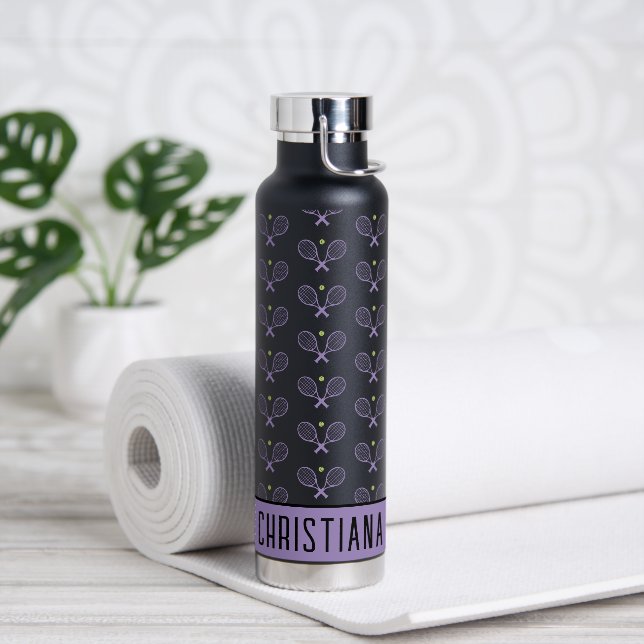 Personalisiert Tennis Pattern Individuelle Name Te Trinkflasche (Yoga)