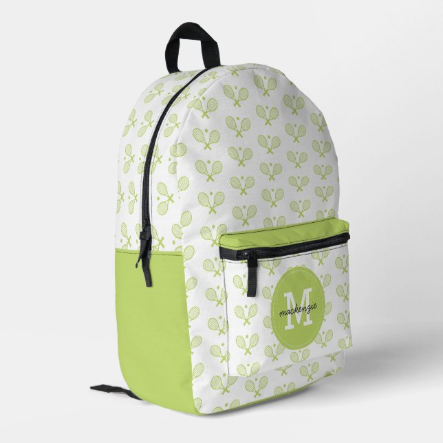 Personalisiert Tennis Pattern Tennis Player Bedruckter Rucksack (Rückseitige Ecke links)