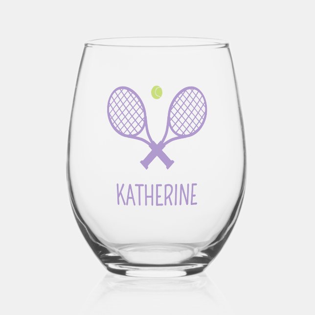 Personalisiert Tennis Player Individuelle Name Ten Weinglas Ohne Stiel (Vorderseite)