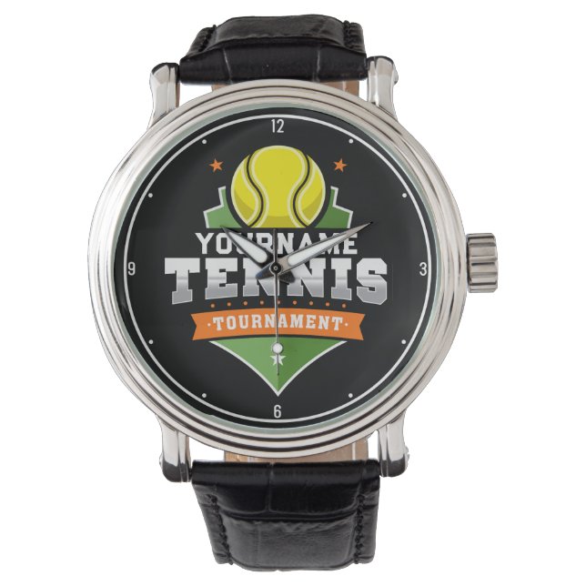 Personalisiert Tennis Player NAME Varsity Turnier Armbanduhr (Vorderseite)